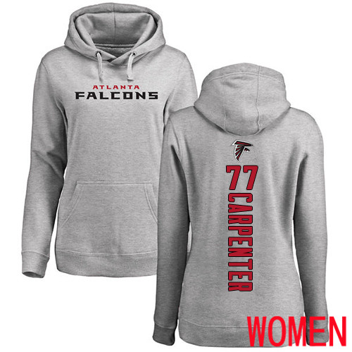 Atlanta Falcons Ash Women James Carpenter Backer NFL Football 77 Pullover Hoodie Sweatshirts